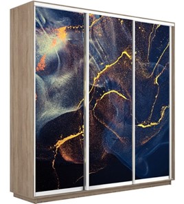 Шкаф 3-дверный Экспресс 1800х450х2200, Абстракция золотая пыль/дуб сонома в Краснотурьинске