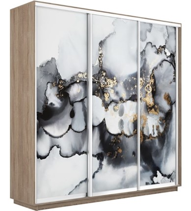 Шкаф 3-х дверный Экспресс 1800х450х2400, Абстракция серая/дуб сонома в Екатеринбурге - изображение