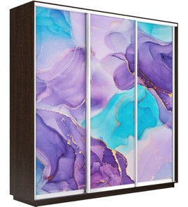 Шкаф 3-створчатый Экспресс 1800х600х2200, Абстракция фиолетовая/венге в Первоуральске