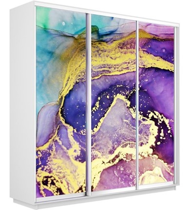 Шкаф 3-х дверный Экспресс 1800х600х2200, Абстракция фиолетово-золотая/белый снег в Екатеринбурге - изображение