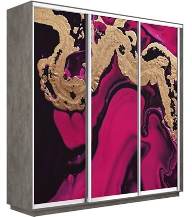 Шкаф 3-дверный Экспресс 1800х600х2200, Абстракция розовая/бетон в Екатеринбурге - изображение