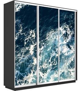 Шкаф 3-х дверный Экспресс 1800х600х2200, Морские волны/серый диамант в Каменске-Уральском