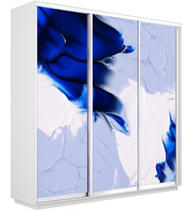 Шкаф 3-х створчатый Экспресс 1800х600х2400, Абстракция бело-голубая/белый снег в Екатеринбурге