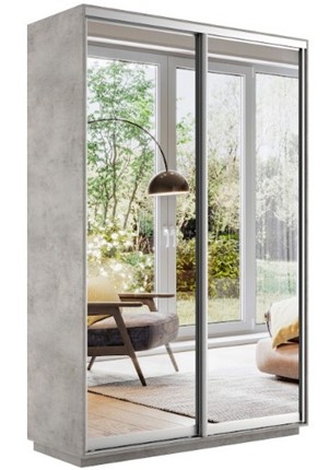 Шкаф 2-дверный Экспресс (2 зеркала) 1200x450x2200, бетон в Кушве - изображение