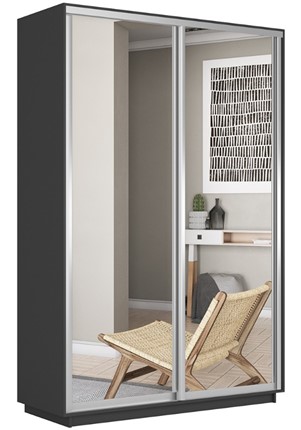 Шкаф 2-дверный Экспресс (2 зеркала) 1200x450x2200, серый диамант в Екатеринбурге - изображение