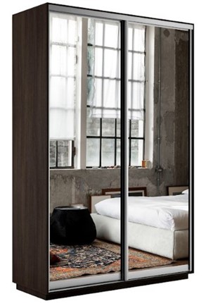 Шкаф 2-х створчатый Экспресс (2 зеркала) 1200x450x2200, венге в Новоуральске - изображение