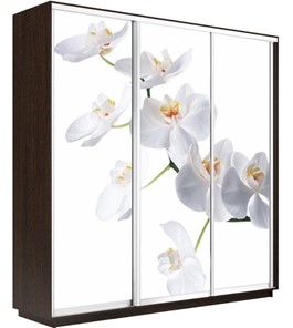Шкаф 3-створчатый Экспресс 2100х450х2200, Орхидея белая/венге в Екатеринбурге