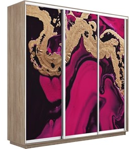 Шкаф 3-х дверный Экспресс 2100х450х2400, Абстракция розовая/дуб сонома в Ревде
