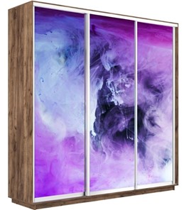 Шкаф 3-х дверный Экспресс 2100х450х2400, Фиолетовый дым/дуб табачный в Екатеринбурге