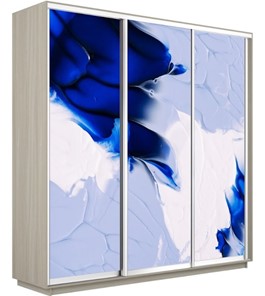 Шкаф 3-дверный Экспресс 2100х600х2200, Абстракция бело-голубая/шимо светлый в Екатеринбурге