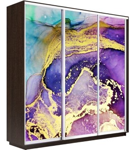 Шкаф 3-дверный Экспресс 2100х600х2200, Абстракция фиолетово-золотая/венге в Кушве