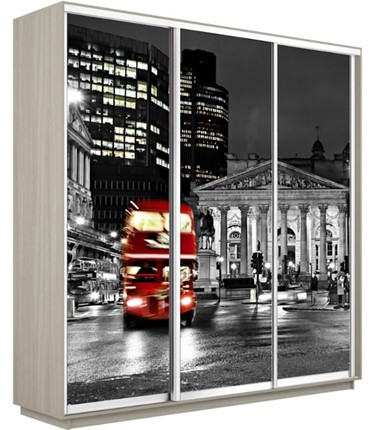 Шкаф 3-х дверный Экспресс 2100х600х2400, Ночной Лондон/шимо светлый в Красноуфимске - изображение
