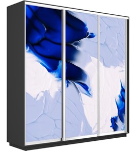 Шкаф Экспресс 2400х600х2200, Абстракция бело-голубая/серый диамант в Екатеринбурге