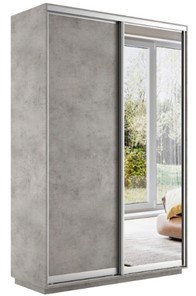 Шкаф 2-х дверный Экспресс (ДСП/Зеркало) 1200х450х2200, бетон в Богдановиче