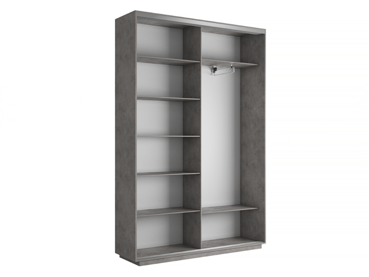 Шкаф 2-х дверный Экспресс (ДСП/Зеркало) 1400х450х2400, бетон в Кушве - изображение 3