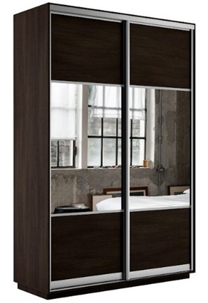 Шкаф 2-дверный Экспресс (Комби) 1200x450x2200, венге в Екатеринбурге - изображение