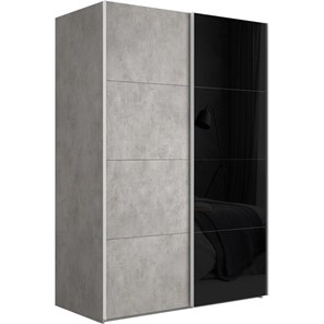Шкаф 2-дверный Эста (ДСП/Стекло черное) 1800x660x2200, бетон в Кушве