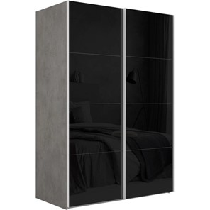Шкаф 2-дверный Эста (Стекло черное/Стекло черное) 1600x660x2400, бетон в Каменске-Уральском