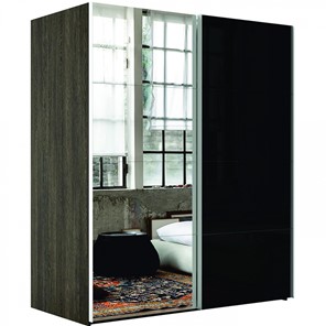 Шкаф 2-дверный Эста (Зеркало/Стекло черное) 1600x660x2400, венге мали в Екатеринбурге