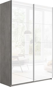 Шкаф двухдверный Прайм (Белое стекло/Белое стекло) 1200x570x2300, бетон в Тавде