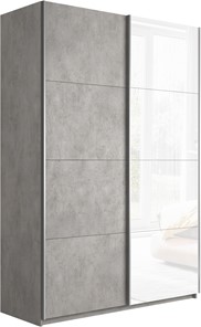 Шкаф 2-створчатый Прайм (ДСП/Белое стекло) 1400x570x2300, бетон в Асбесте