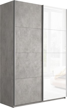 Шкаф 2-створчатый Прайм (ДСП/Белое стекло) 1400x570x2300, бетон в Краснотурьинске - изображение