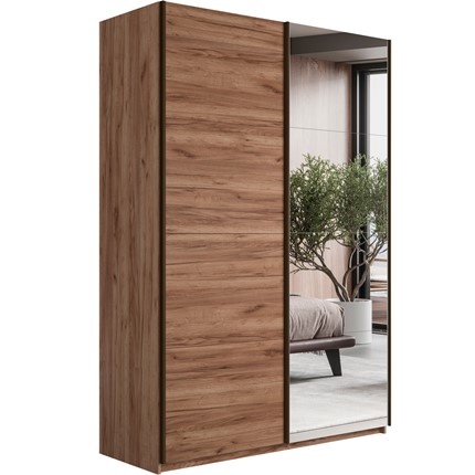 Шкаф 2-дверный Прайм (ДСП/Зеркало) 1600x570x2300, Крафт табачный в Полевском - изображение