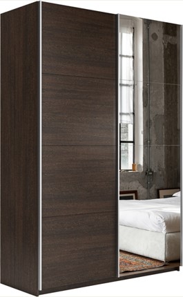 Шкаф 2-дверный Прайм (ДСП/Зеркало) 1600x570x2300, венге в Ревде - изображение