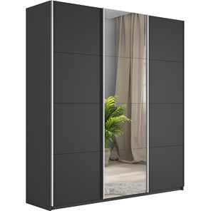 Шкаф 3-дверный Широкий Прайм (2 ДСП / Зеркало) 2400x570x2300,  Серый диамант в Екатеринбурге