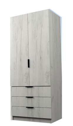 Шкаф с 3 ящиками ЭШ2-РС-23-8-3я, Дуб Крафт белый 190х80х52 в Ревде - изображение