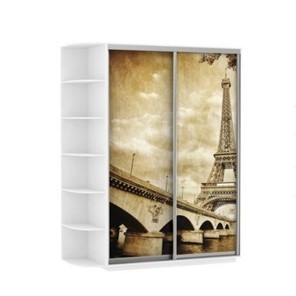 Шкаф 2-створчатый Хит, 1500x600x2200, фотопечать, со стеллажом, париж, белый снег в Ревде