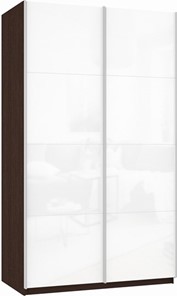 Шкаф 2-створчатый Прайм (Белое стекло/Белое стекло) 1600x570x2300, венге в Ревде