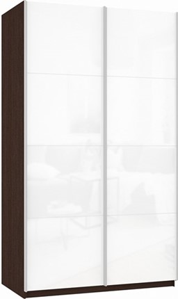 Шкаф 2-створчатый Прайм (Белое стекло/Белое стекло) 1600x570x2300, венге в Екатеринбурге - изображение