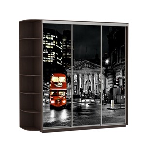 Шкаф трехдверный Экспресс, со стеллажом, 2700х600х2400, Ночной Лондон/венге в Богдановиче