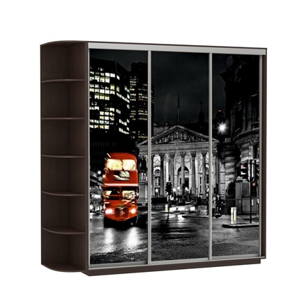 Шкаф 3-створчатый Экспресс, со стеллажом, 2400х600х2400, Ночной Лондон/венге в Екатеринбурге - изображение