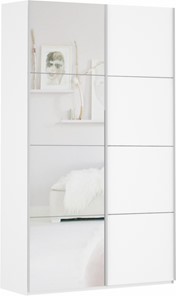 Шкаф 2-створчатый Прайм (ДСП/Зеркало) 1200x570x2300, белый снег в Кушве