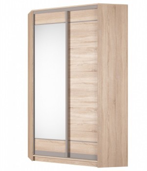 Шкаф угловой Аларти (YA-230х1250(602) (2) Вар. 4; двери D1+D2), с зеркалом в Красноуфимске - изображение