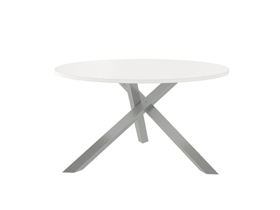 Стол круглый Триада-15Д, Металлик/Белый в Красноуфимске - изображение