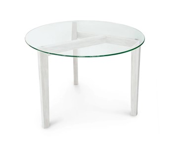 Круглый столик Оникс-7, Выбеленный дуб/Прозрачное стекло в Полевском