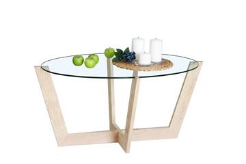 Овальный столик Оникс-6, Натуральный массив/Прозрачное стекло в Краснотурьинске - предосмотр 1