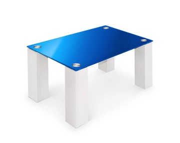 Журнальный столик Колизей-8, белый/синее стекло в Полевском