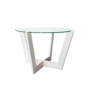 Круглый столик Оникс-10, Выбеленный дуб/Прозрачное стекло в Тавде