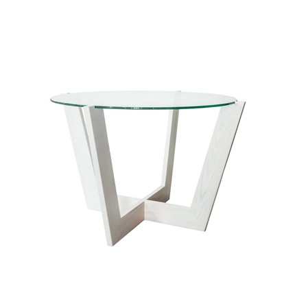 Круглый столик Оникс-10, Выбеленный дуб/Прозрачное стекло в Кушве - изображение