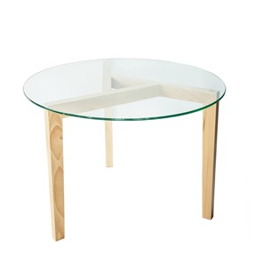 Круглый столик Оникс-7, Натуральный массив/Прозрачное стекло в Ревде