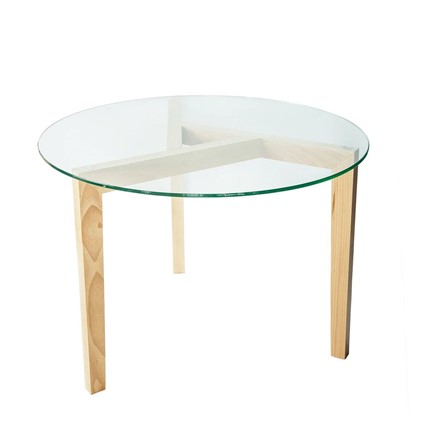 Круглый столик Оникс-7, Натуральный массив/Прозрачное стекло в Кушве - изображение
