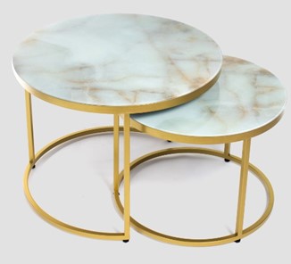 Стеклянный столик в зал Дуэт, столешница в стекле опоры золото в Ирбите