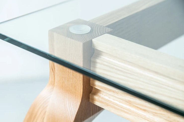Журнальный столик Оникс-12, Натуральный массив/Прозрачное стекло в Ревде - изображение 1