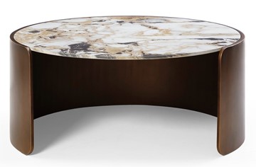 Стол журнальный круглый CT3095CL (D90) белая керамика /бронзовый в Ирбите