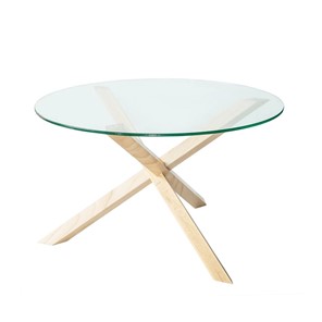 Круглый столик Оникс-3, Натуральный массив/Прозрачное стекло в Ревде
