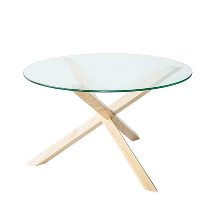 Круглый столик Оникс-3, Натуральный массив/Прозрачное стекло в Асбесте - изображение